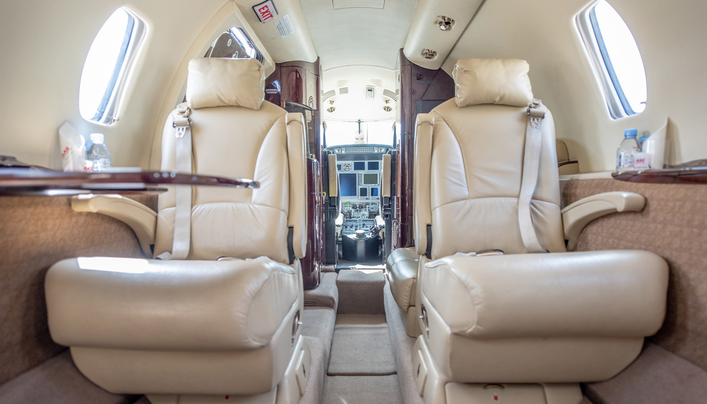 2008 Citation XLS seats in light khaki leather and matching carpets